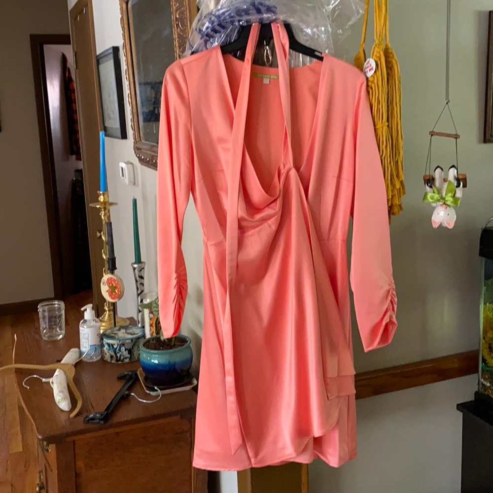 Gianni Bini Peach Wrap Mini Dress